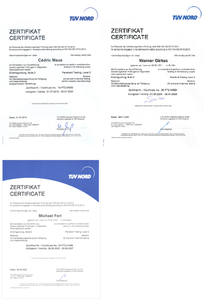 DIN EN ISO 9712:2012PT (Dye penetration examination)